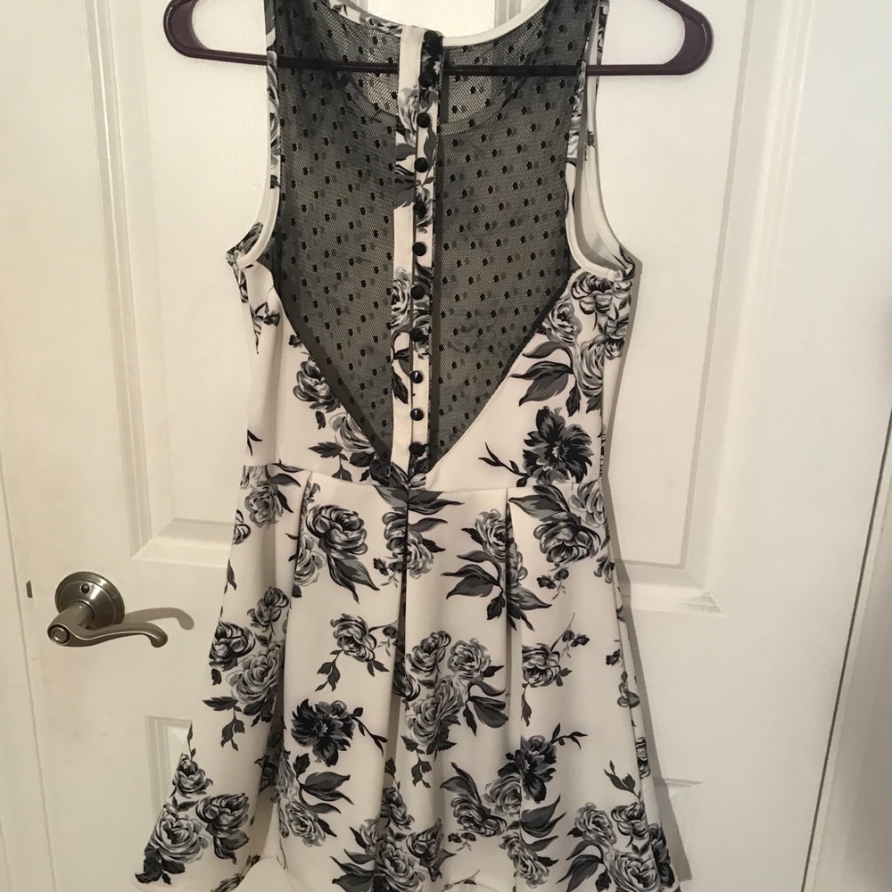 Black and white floral occasion dress
